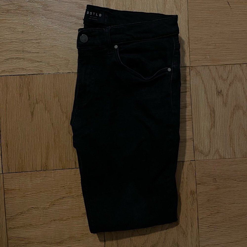 DSTLD Men's Skinny Jeans Jet Black Size 32x30 - Picture 3 of 6